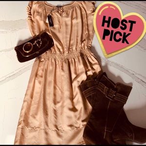 Talbots Petites Smocked Silk Dress Petite MP, NWT